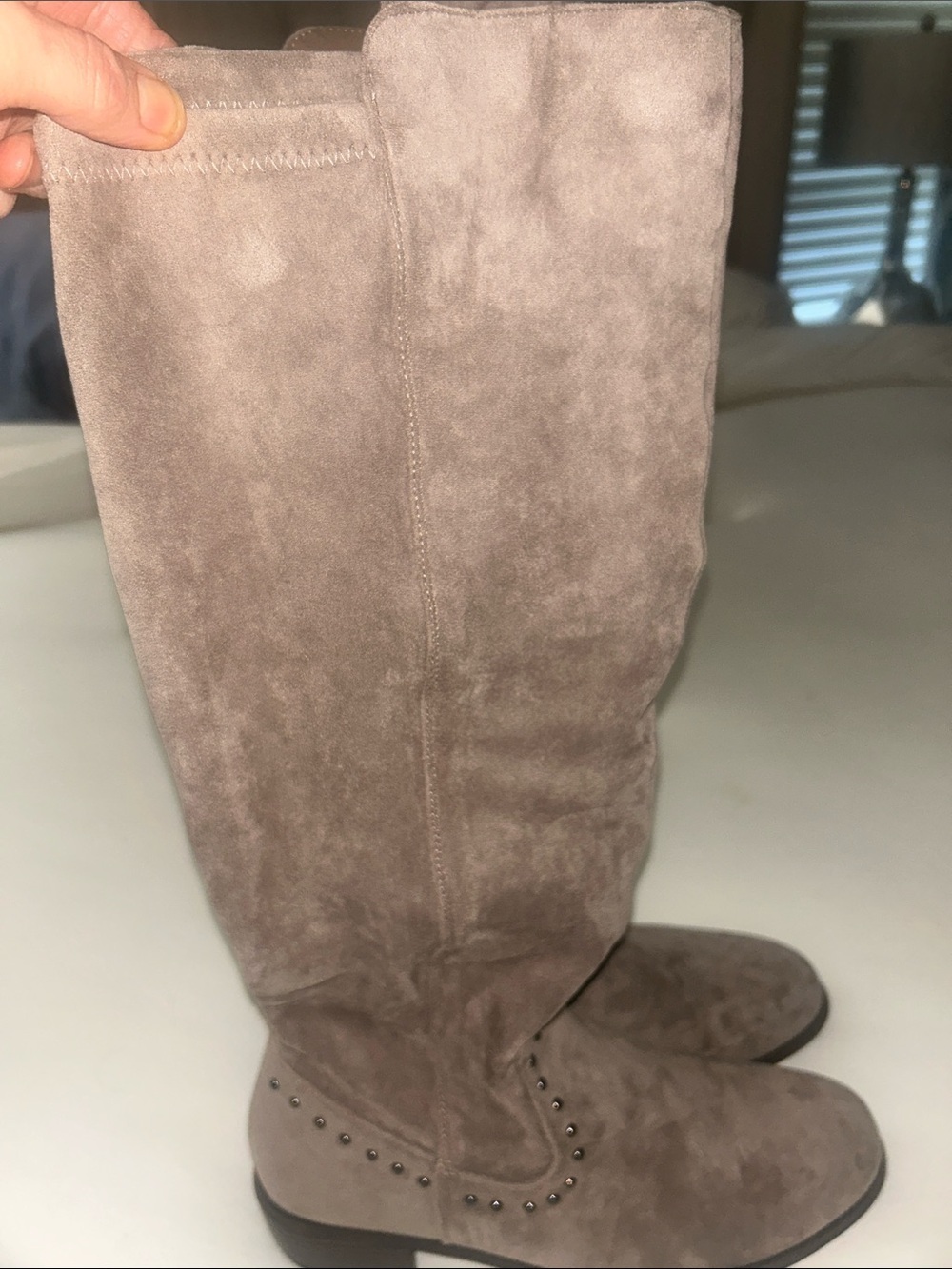 comfort plus by Predictions Taupe Over-the-Knee Studded Suede Boots